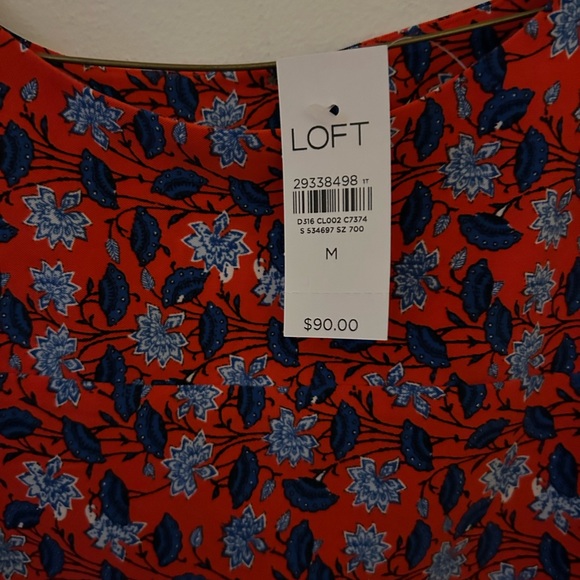 NWT LOFT border floral tie waist dress - Picture 6 of 6